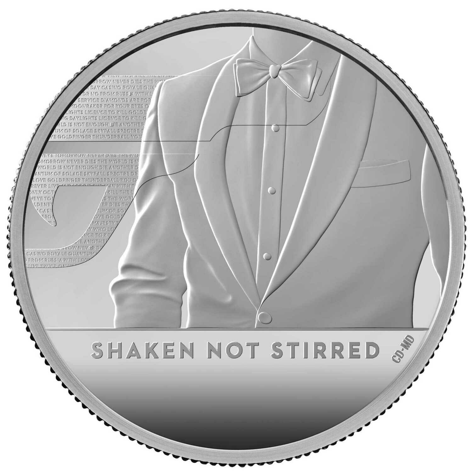 2020 James Bond 007 Shaken not Stirred £5 Silver Proof 2oz