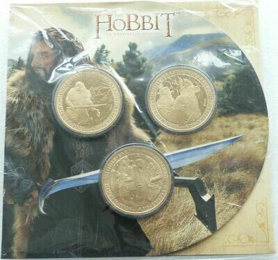 2013 New Zealand An Unexpected Journey Hobbit $1 Dollar 3 Coin Set Pack