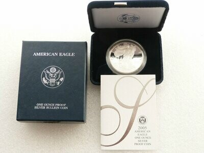 2005-W American Eagle $1 Silver Proof 1oz Coin Box Coa