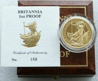 1991 Britannia £100 Gold Proof 1oz Coin Box Coa