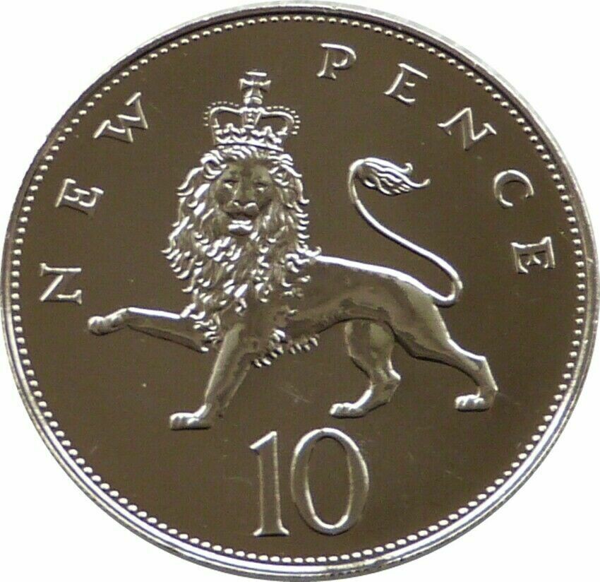 1972 Crowned Lion Passant New Pence 10p Proof Coin