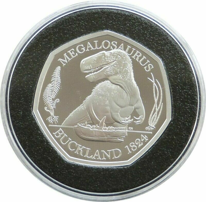 2020 Dinosauria Megalosaurus 50p Silver Proof Coin Box Coa