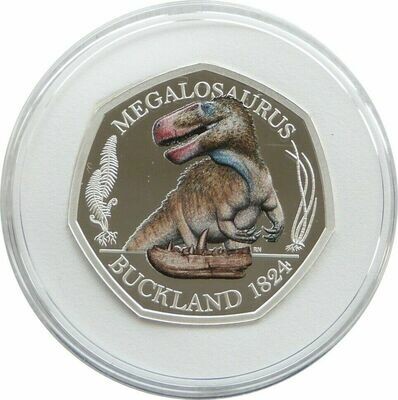 2020 Dinosauria Megalosaurus Colour 50p Silver Proof Coin Box Coa