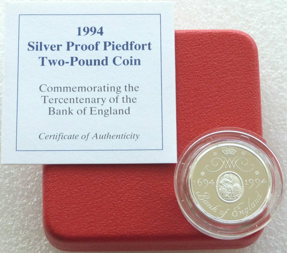 1994 Bank of England Piedfort £2 Silver Proof Coin Box Coa