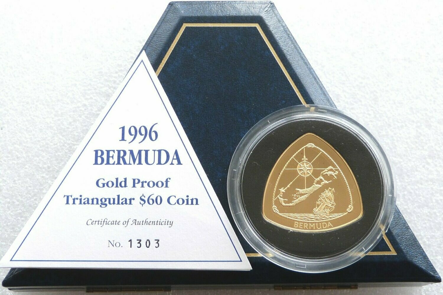 1996 Bermuda Triangle $60 Gold Proof 1oz Coin Box Coa