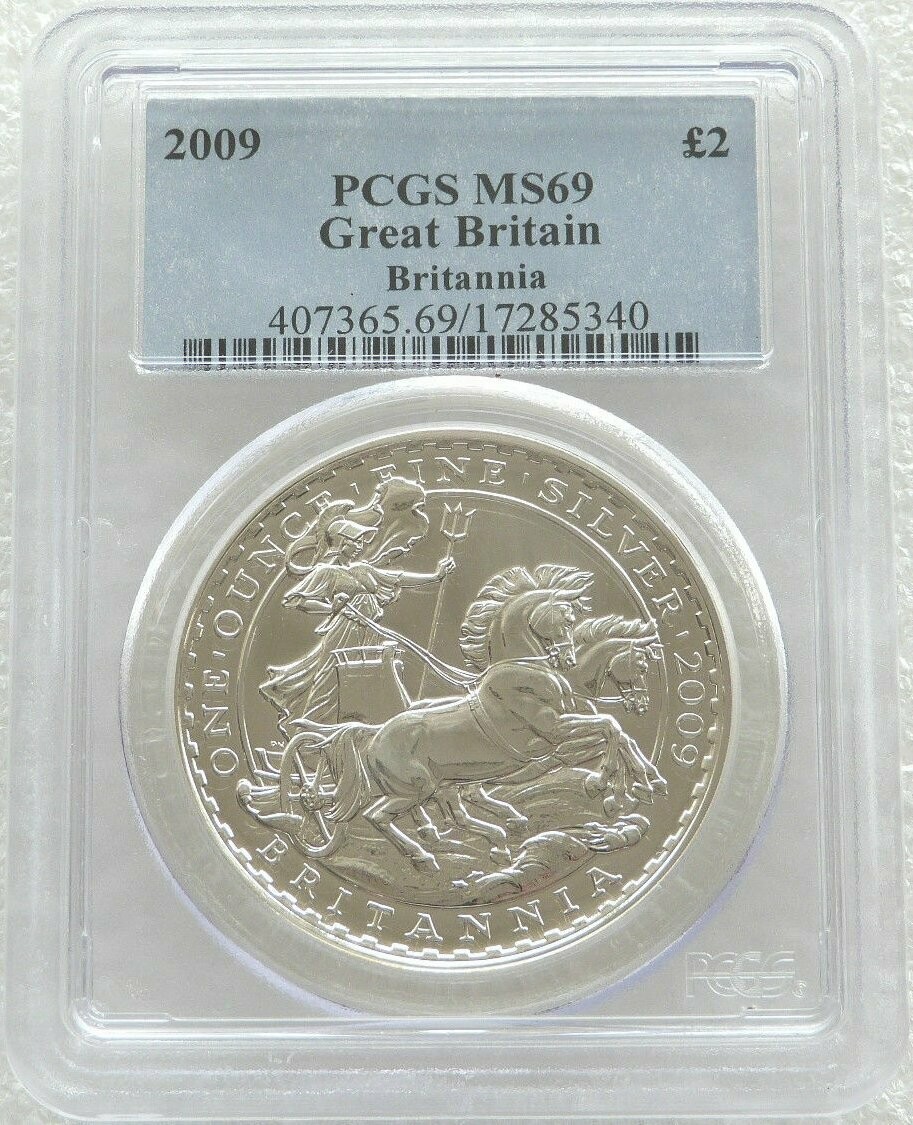 2009 Britannia £2 Silver Bullion 1oz Coin PCGS MS69