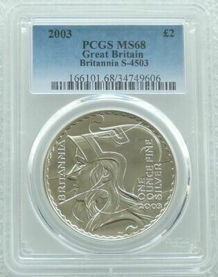 2003 Britannia £2 Silver Bullion 1oz Coin PCGS MS68