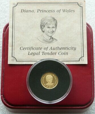 1997 Niue Lady Diana $20 Gold Proof 1/25oz Coin Box Coa