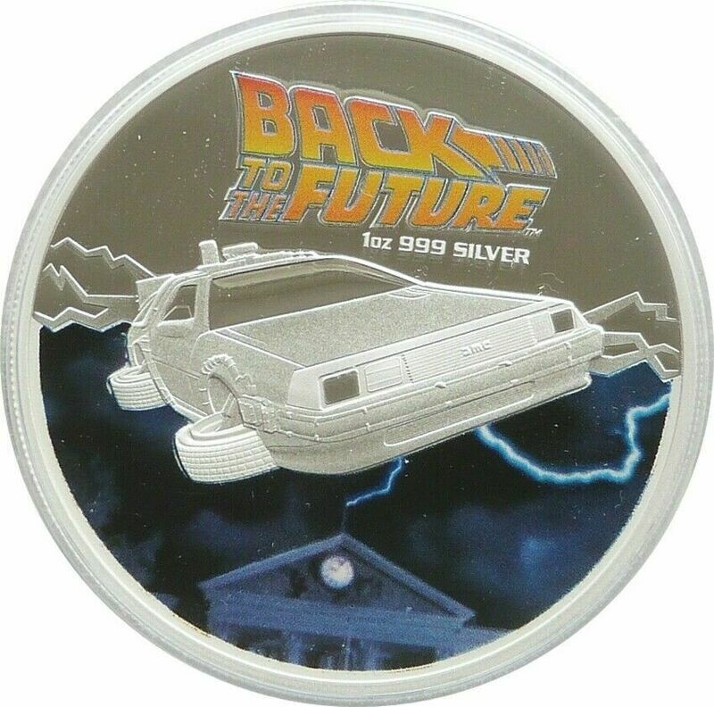 2015 Tuvalu Back to the Future DeLorean $1 Silver Proof 1oz Coin W/Coa