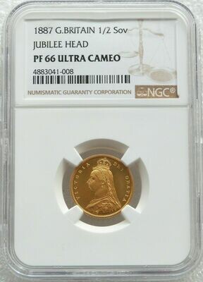 1887 Victoria Half Sovereign Gold Proof Coin NGC PF66 Ultra Cameo