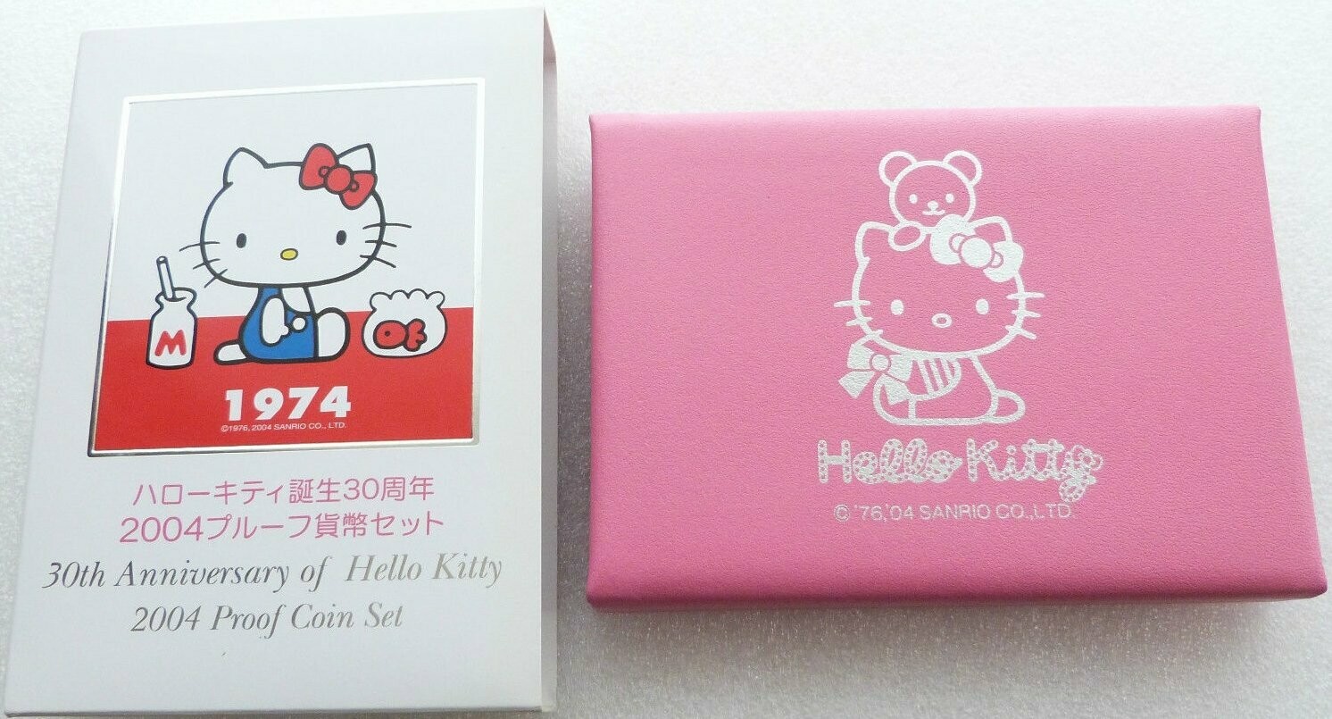 2004 Japan Hello Kitty 30th Anniversary Proof 7 Coin Set Box Coa