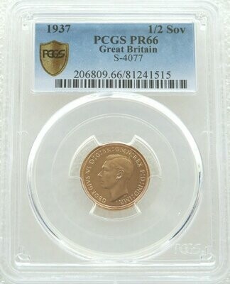 1937 George VI Coronation Half Sovereign Gold Proof Coin PCGS PR66