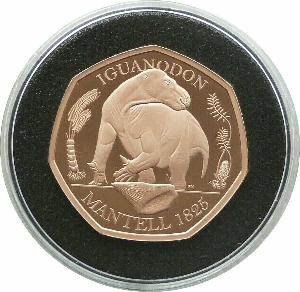 2020 Dinosauria Iguanodon 50p Gold Proof Coin Box Coa