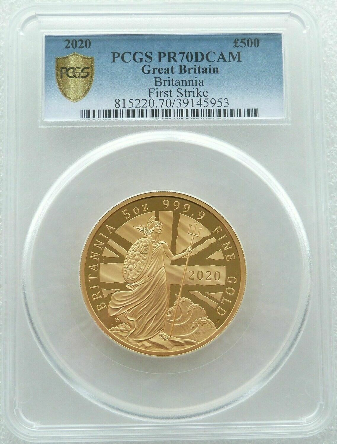 2020 Britannia £500 Gold Proof 5oz Coin PCGS PR70 DCAM First Strike
