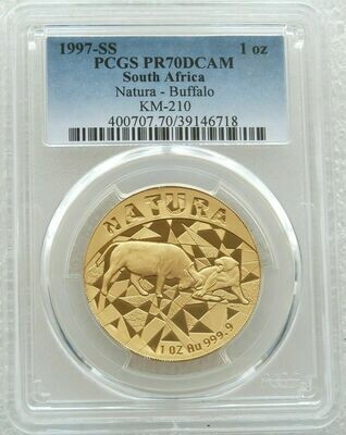 1997-SS South Africa Launch Natura Buffalo Gold Proof 1oz Coin PCGS PR70 DCAM