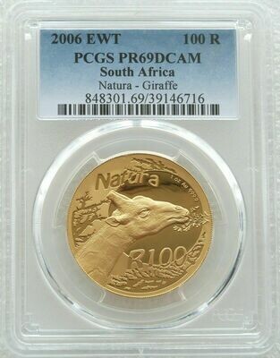 2006-EWT South Africa Natura Launch Mint Mark Giraffe 100 Rand Gold Proof 1oz Coin PCGS PR69 DCAM