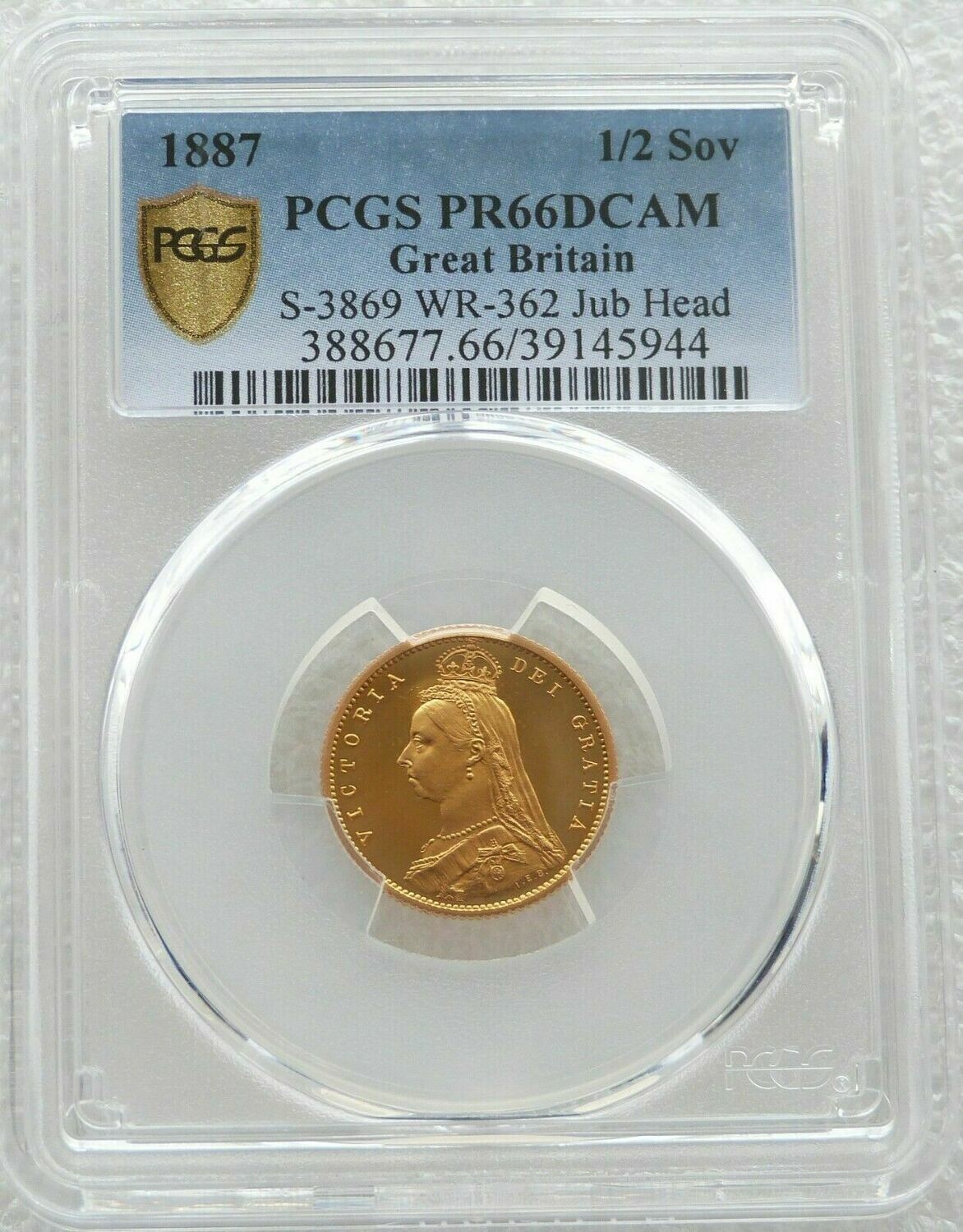 1887 Victoria Half Sovereign Gold Proof Coin PCGS PR66 DCAM