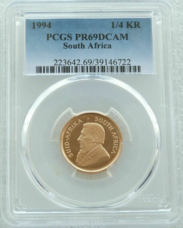 1994 South Africa Quarter Krugerrand Gold Proof 1/4oz Coin PCGS PR69 DCAM