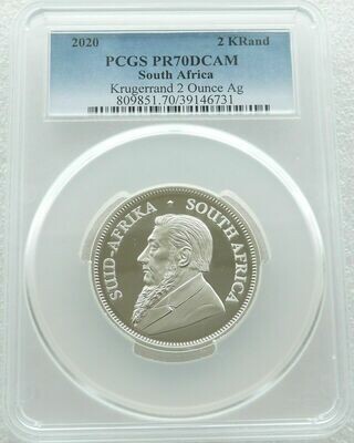 2020 South Africa Krugerrand Silver Proof 2oz Coin PCGS PR70 DCAM - First Year of Issue