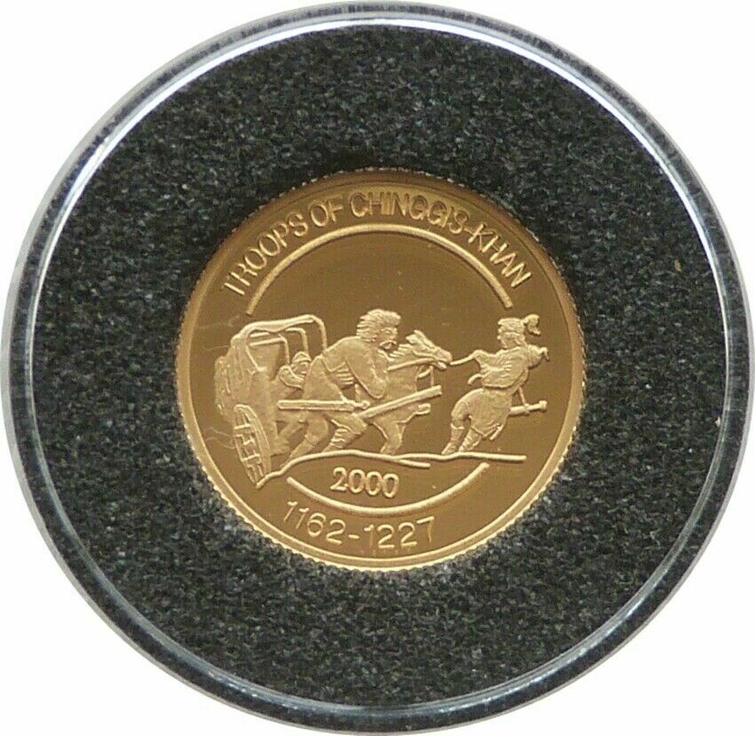 2000 Mongolia Genghis Khan 500 Tugrik Gold Proof 1/25oz Coin