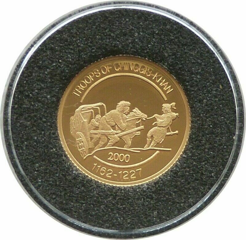 2000 Mongolia Genghis Khan 500 Tugrik Gold Proof 1/25oz Coin