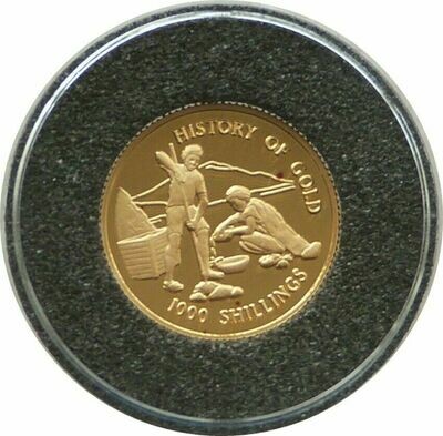 1998 Tanzania Gold Prospecting 1000 Shillings Gold Proof 1/25oz Coin