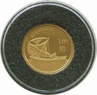 2002 Malta The Xprunara LM10 Gold Proof 1/25oz Coin