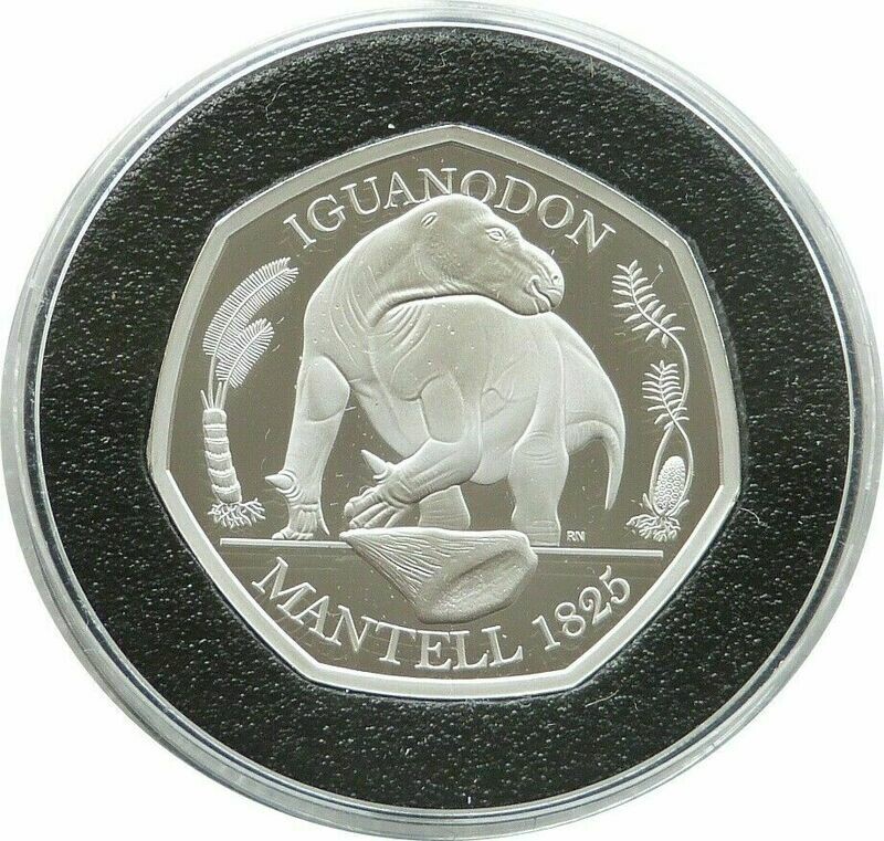 2020 Dinosauria Iguanodon 50p Silver Proof Coin Box Coa