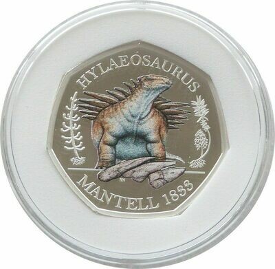2020 Dinosauria Hylaeosaurus Colour 50p Silver Proof Coin Box Coa