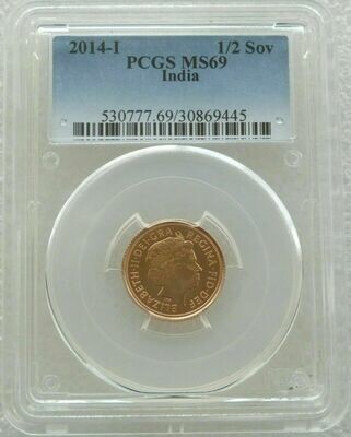 2014-I India Mint Mark Half Sovereign Gold Coin PCGS MS69