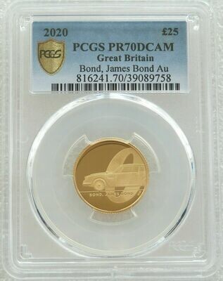2020 James Bond 007 £25 Gold Proof 1/4oz Coin PCGS PR70 DCAM