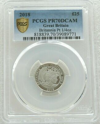 2018 Britannia £25 Platinum Proof 1/4oz Coin PCGS PR70 DCAM