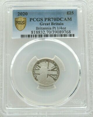 2020 Britannia £25 Platinum Proof 1/4oz Coin PCGS PR70 DCAM