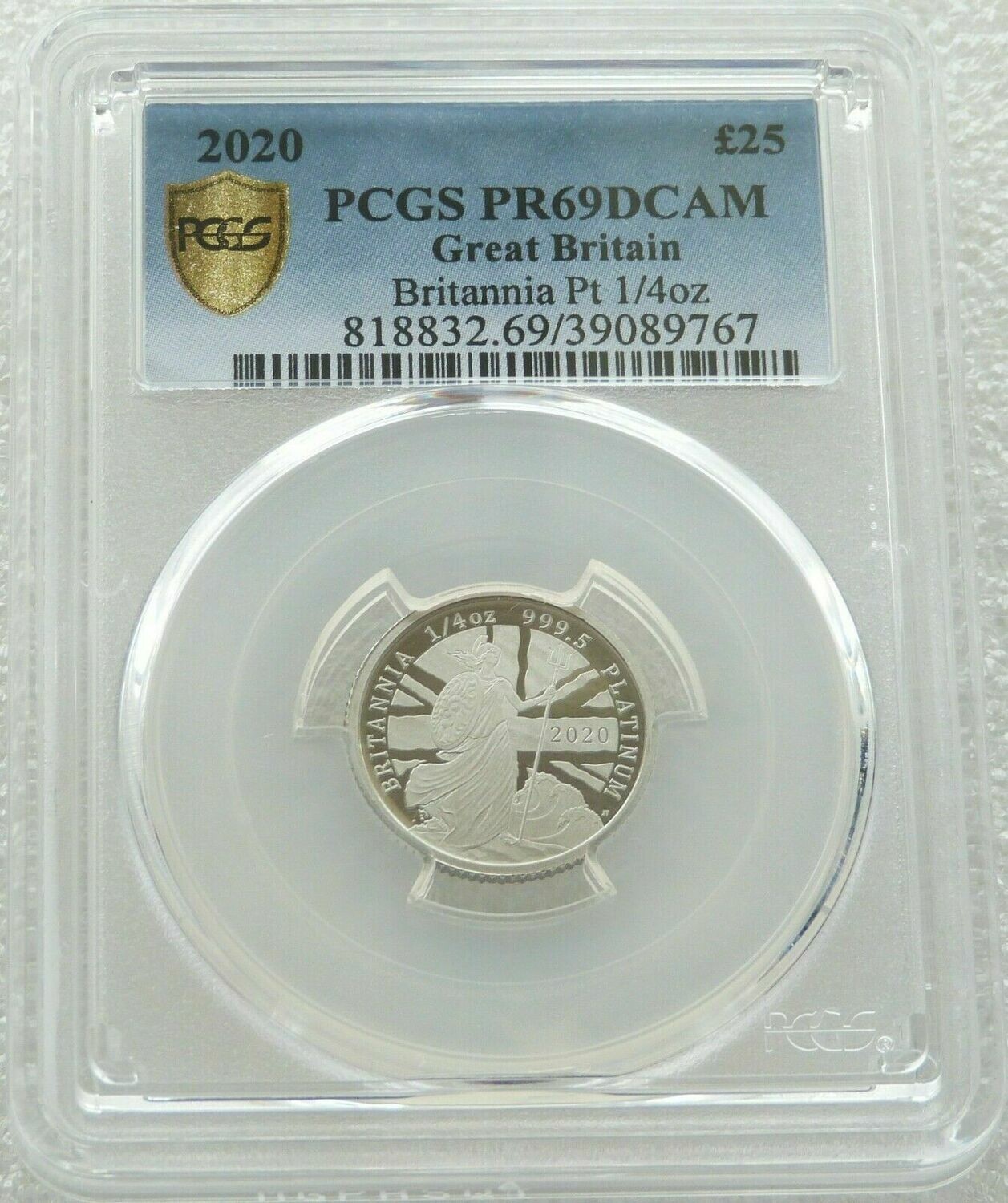 2020 Britannia £25 Platinum Proof 1/4oz Coin PCGS PR69 DCAM