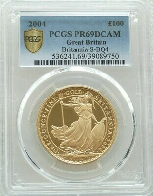 2004 Britannia £100 Gold Proof 1oz Coin PCGS PR69 DCAM - Mintage 973