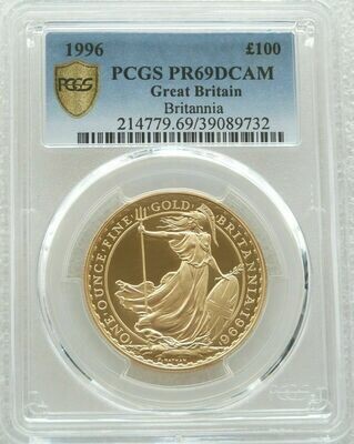 1996 Britannia £100 Gold Proof 1oz Coin PCGS PR69 DCAM - Mintage 483