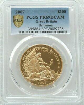 2007 Britannia £100 Gold Proof 1oz Coin PCGS PR69 DCAM - Mintage 1,250