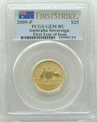 2009-P Australia Perth Mint $25 Full Sovereign Gold Coin PCGS GEM BU First Strike