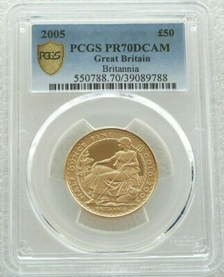 2005 Britannia £50 Gold Proof 1/2oz Coin PCGS PR70 DCAM