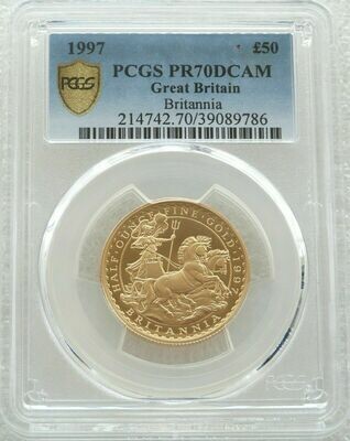 1997 Britannia £50 Gold Proof 1/2oz Coin PCGS PR70 DCAM