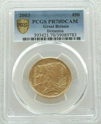 2003 Britannia £50 Gold Proof 1/2oz Coin PCGS PR70 DCAM