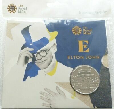 2020-III Music Legends Elton John Illustration £5 Brilliant Uncirculated Coin Pack Sealed