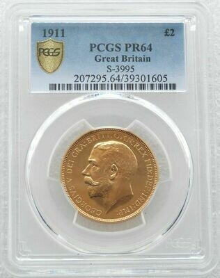 1911 George V Coronation £2 Double Sovereign Gold Proof Coin PCGS PR64