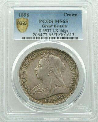 1896-LX Victoria Veiled Head St George and the Dragon Crown Silver Coin PCGS MS65