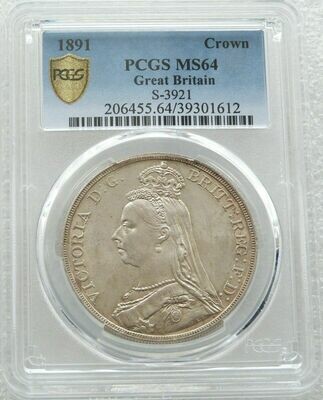 1891 Victoria Jubilee Head St George and the Dragon Crown Silver Coin PCGS MS64