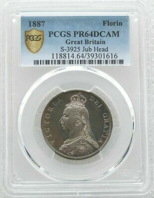 1887 Victoria Jubilee Head Florin Silver Proof Coin PCGS PR64 DCAM