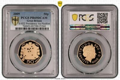 2009 European Presidency Piedfort 50p Gold Proof Coin PCGS PR69 DC