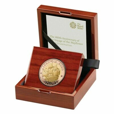 2020 Mayflower £2 Gold Proof Coin Box Coa