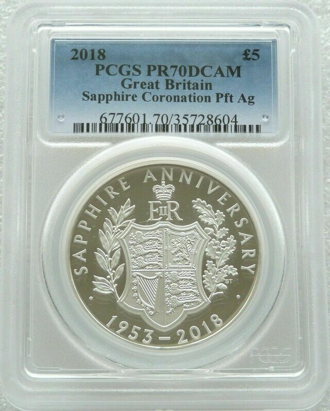 2018 Sapphire Coronation Piedfort £5 Silver Proof Coin PCGS PR70 DCAM