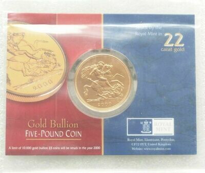 2000-U St George and the Dragon £5 Sovereign Gold Coin Mint Card Sealed